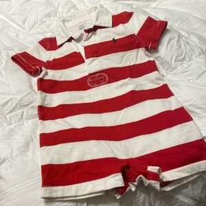 Red and White Striped Kids One Piece